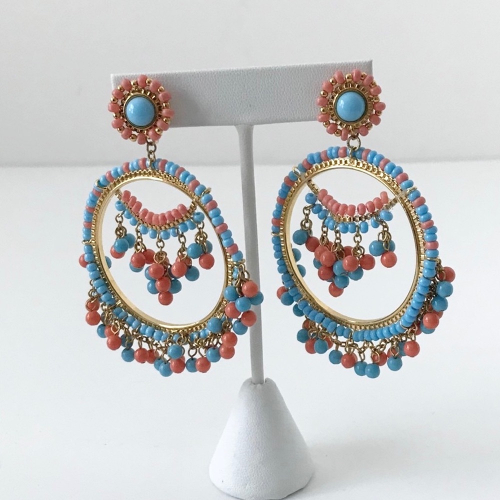 TURQUOISE AND CORAL EARRINGS